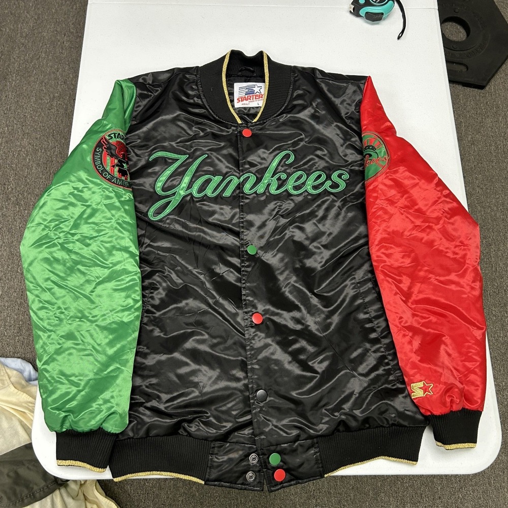Starter Varsity Jacket Mens Large Black Red Green Yankees Ty Mopkins Exclusive